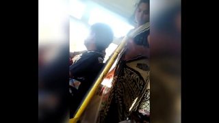 Telugu aunty navel show in bus